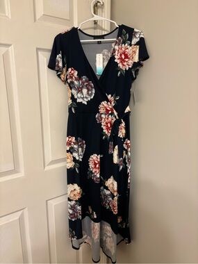 Fortune + Ivy | Dresses | Fortune Ivy New Tags Kegan Faux Wrap Dress Blue Floral Size Large